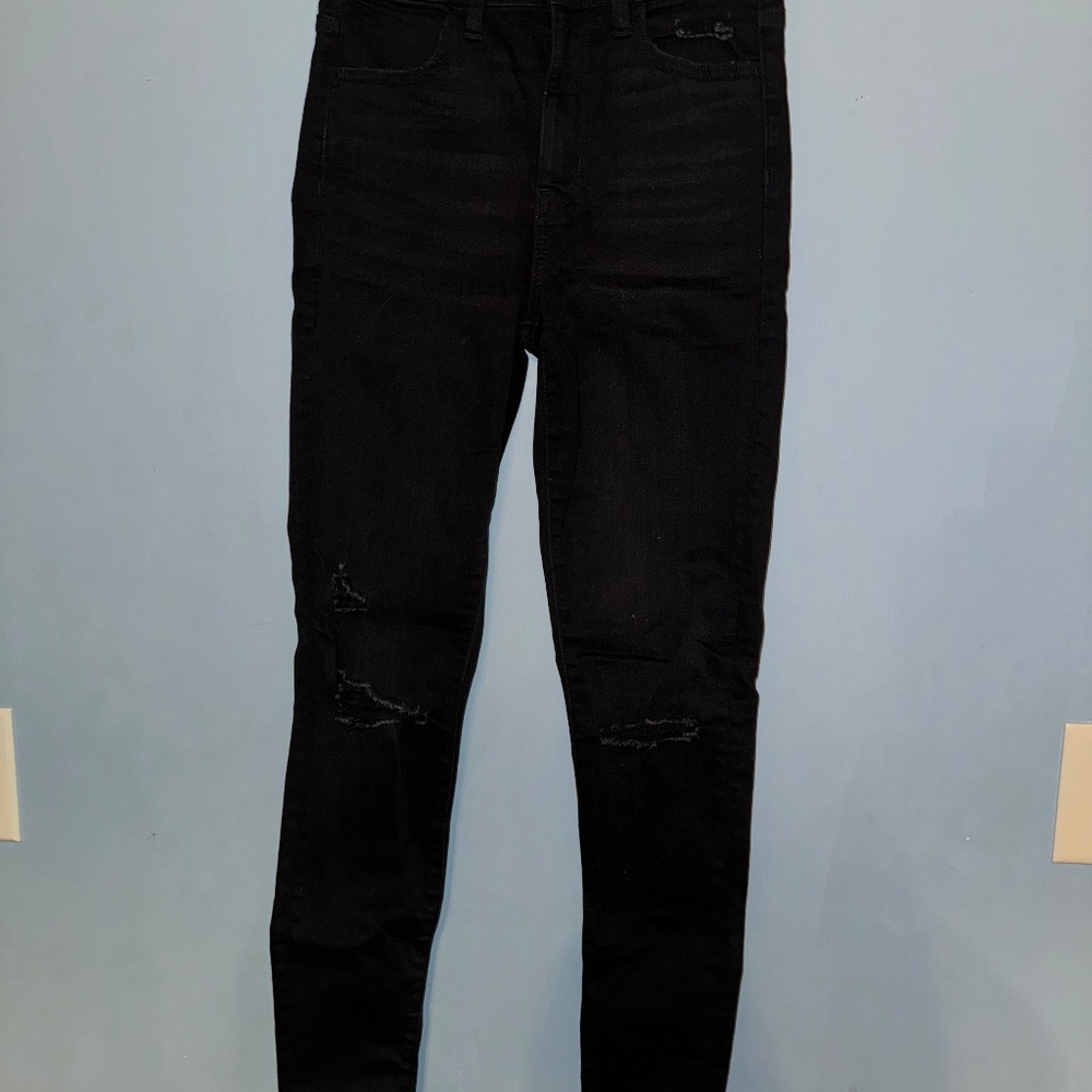 American Eagle Jeans Super High Rise Jegging Black Dark Wash Size 4
